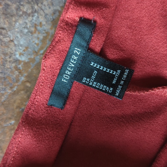 Faux suede microfiber rust red split seam flares - Picture 4 of 5